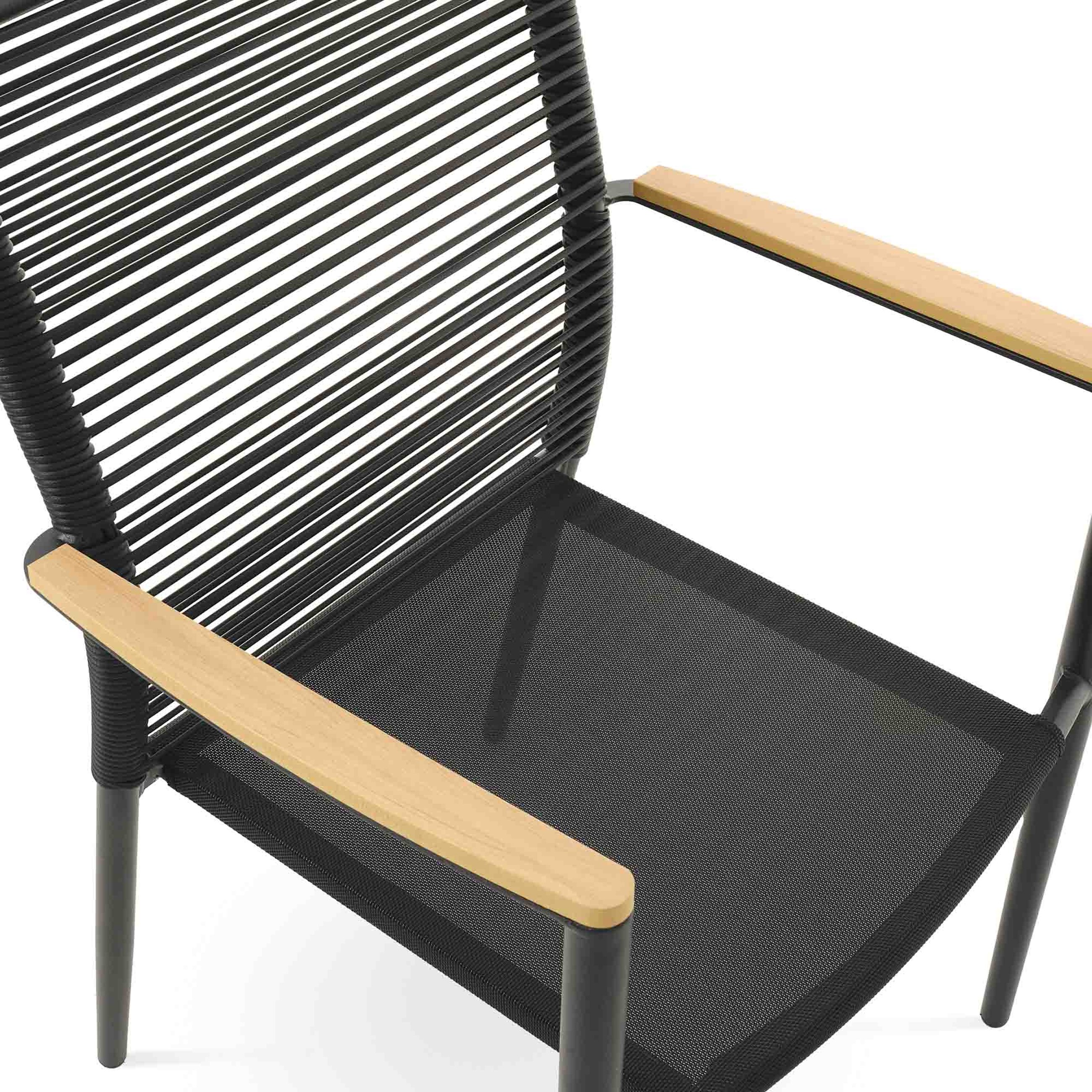 Siedzisko krzesła Asti wykonane z nowoczesnej tkaniny Textilene w kolorze czarnym