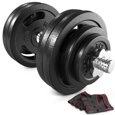 Cast Iron Dumbbell Set 1x30 kg w/ Gym Gloves