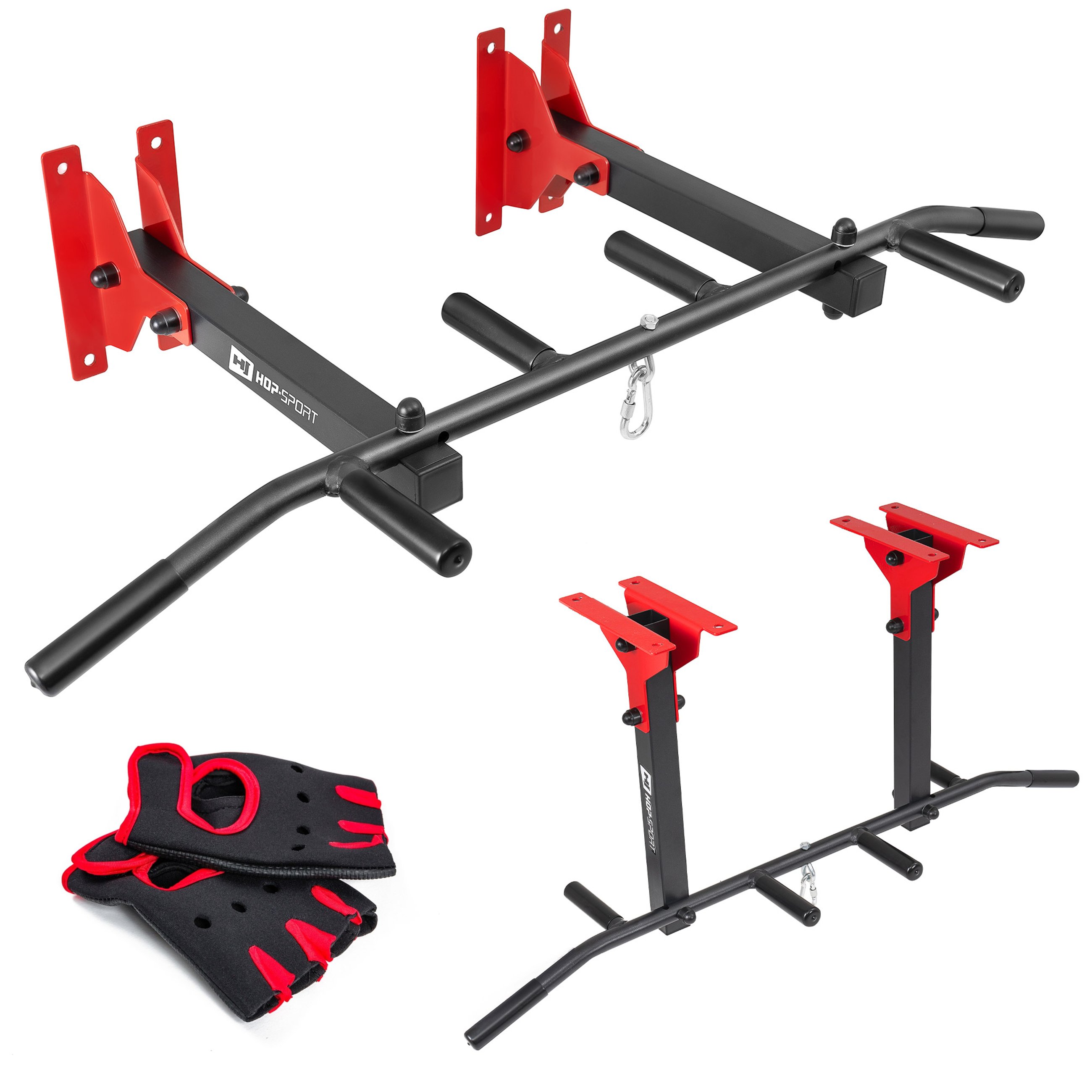 Ceiling & Wall Mounted Pull Up Bar HS-2006K w/ Gym Gloves