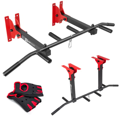 Ceiling & Wall Mounted Pull Up Bar HS-2004K w/ Gym Gloves