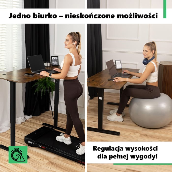 Biurko Rapalo posiada cichy i płynny system elektrycznej regulacji wysokości