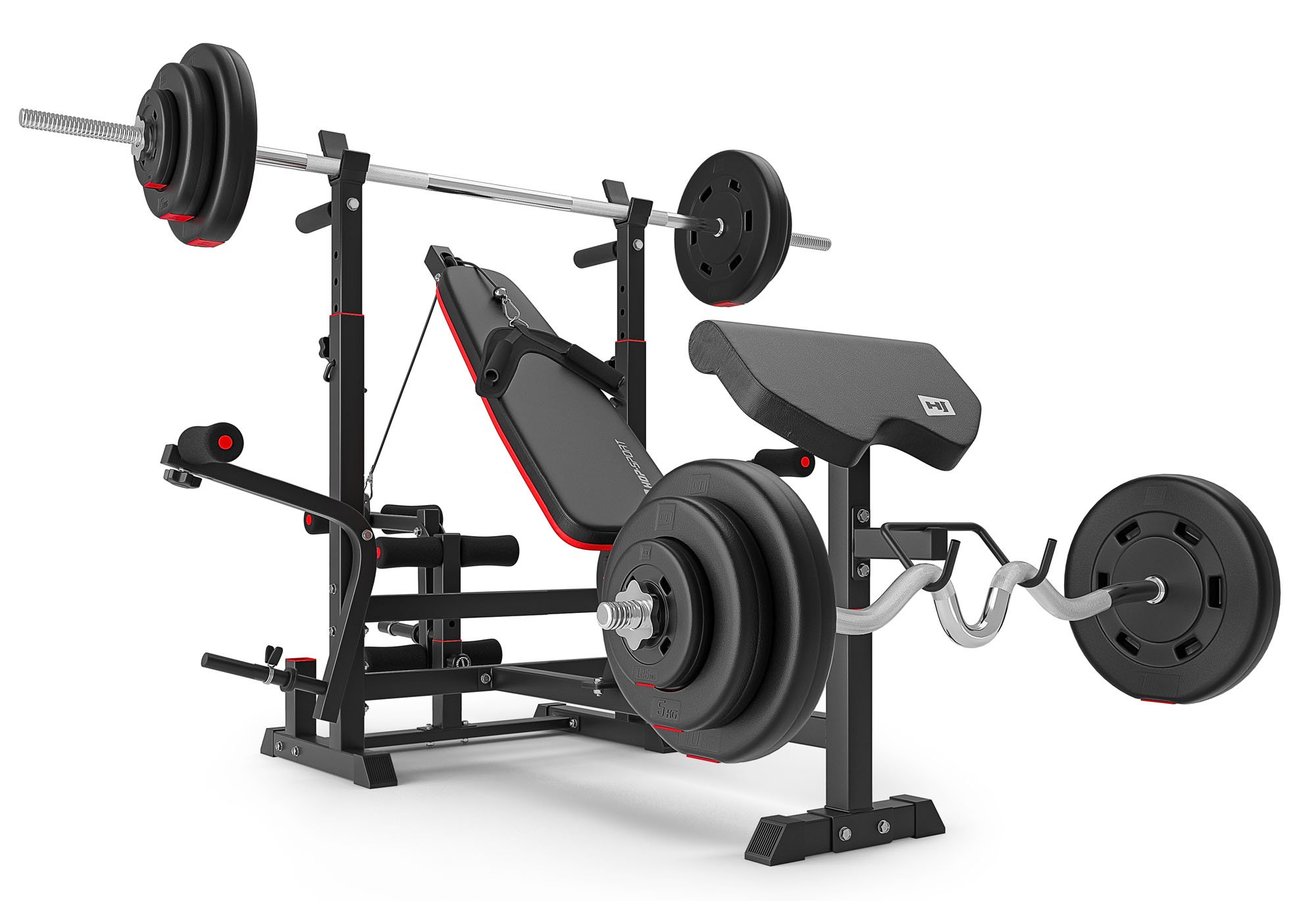 Premium 173 kg Barbell Set with HS-1075 Weight Bench