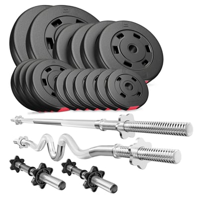 Barbell Set PREMIUM 76kg + Super Curl Bar + 167cm Barbell + 2x Dumbbell bar