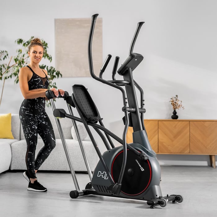 Opvouwbare crosstrainer met transportwielen