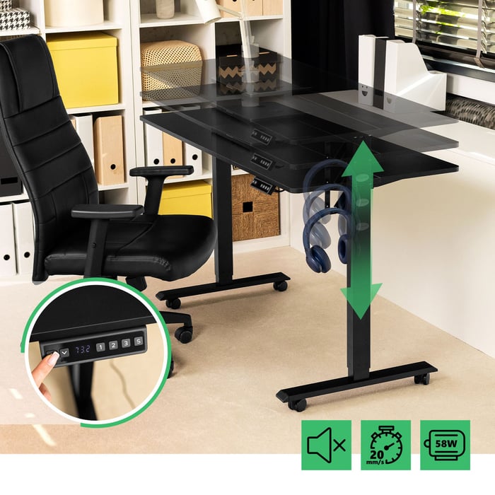 Wbudowany w biurko intuicyjny i prosty w obsłudze panel sterowania z czytelnym wyświetlaczem LCD