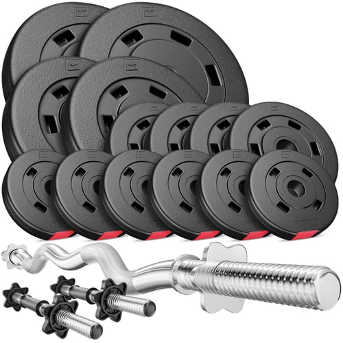 Barbell Set PREMIUM 56 kg Weights + Curl Barbell + 2x Dumbbell Bar