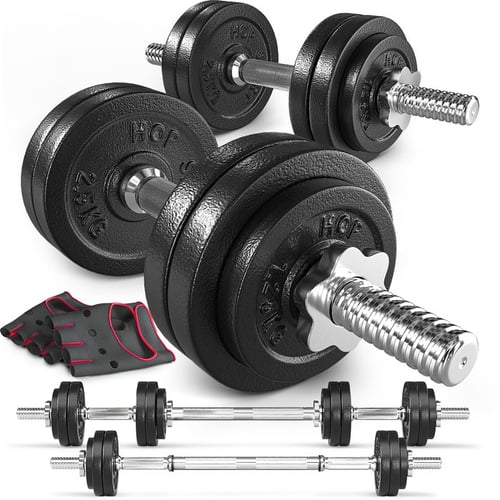 Cast Iron Dumbbell Set 2x15 kg w/ Bar Connector