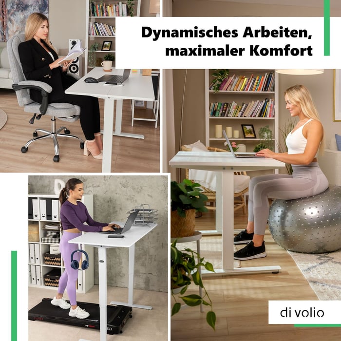 Schreibtisch, der an einen dynamischen Arbeitsstil angepasst ist