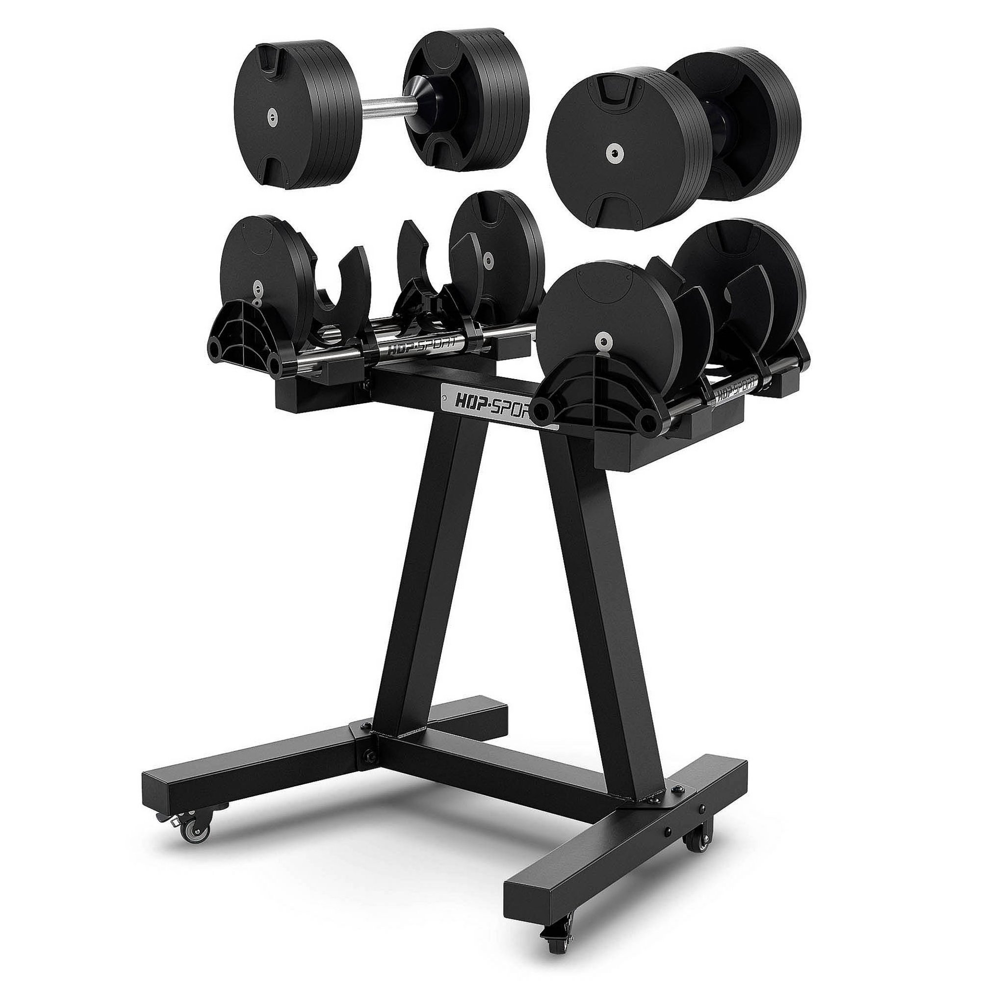 Base large trapézoïdale du rack à haltères jusqu'à 150 kg.