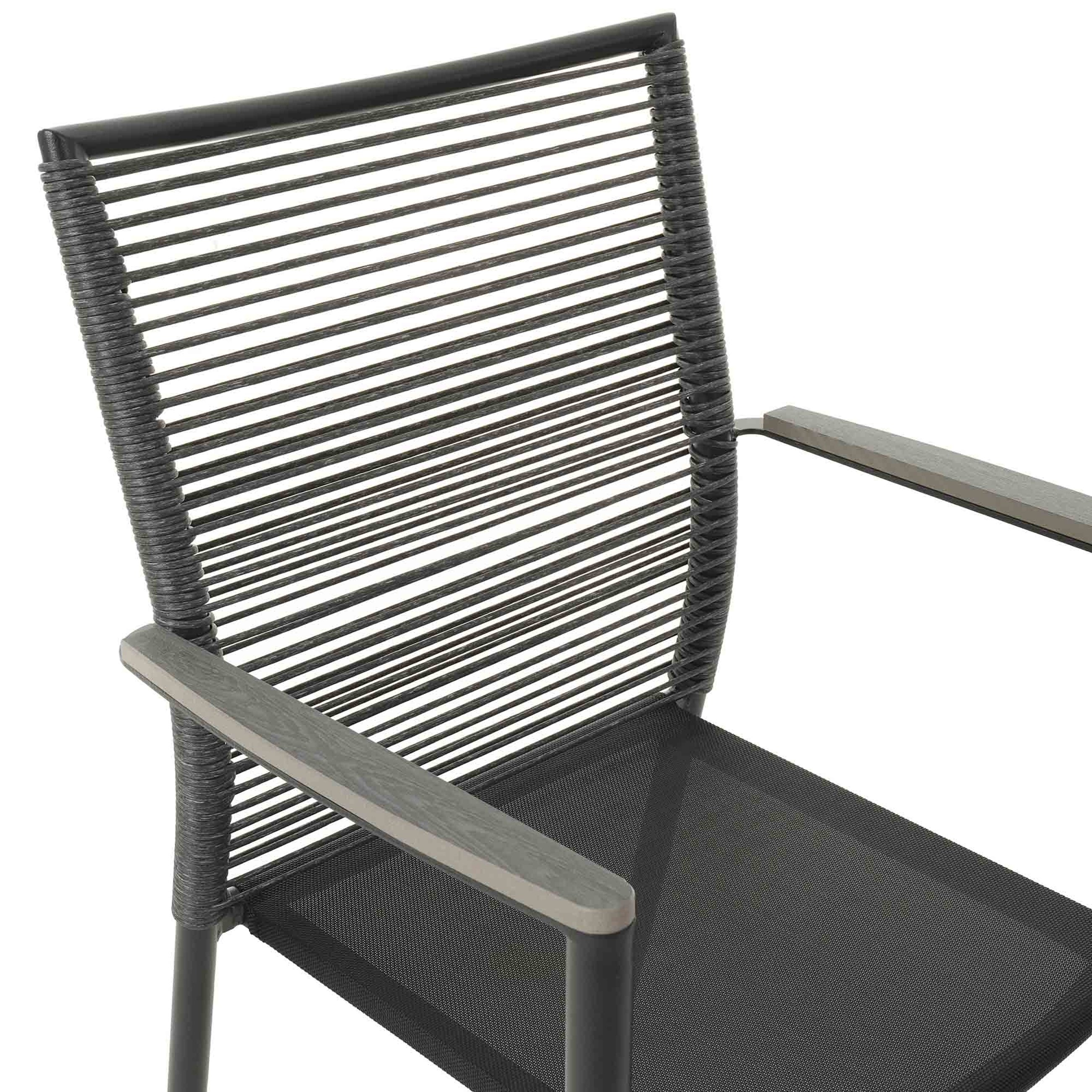 Siedzisko krzesła Asti szarego wykonane z nowoczesnej tkaniny Textilene 