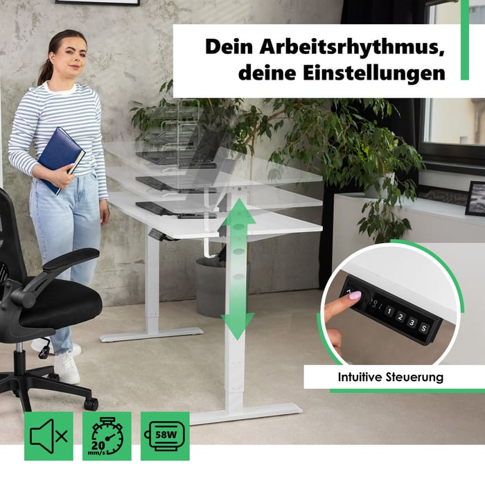 Bedienfeld des Schreibtisches Amone in weiß 120 x 60 cm