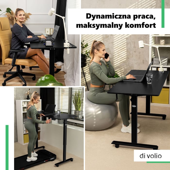 Biurko Rapalo to idealne rozwiązanie dla osób, które chcą połączyć komfort pracy z aktywnym trybem życia
