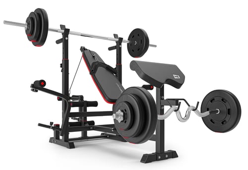 Premium 135 kg Barbell Set with HS-1075 Weight Bench