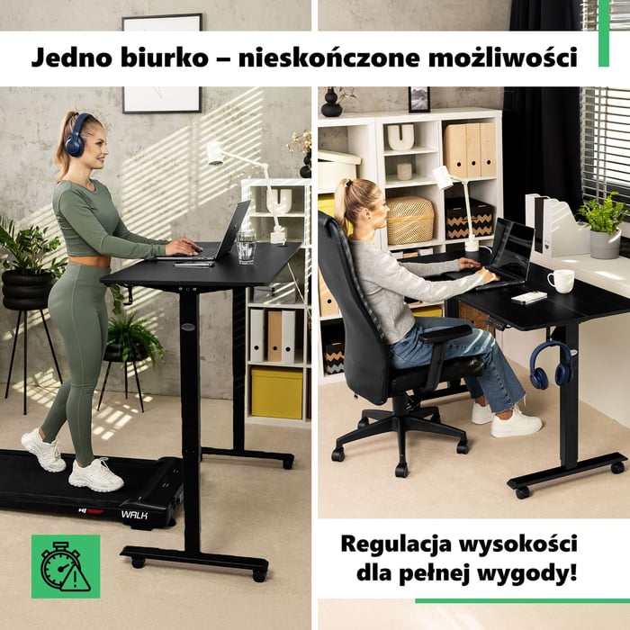 Biurko Rapalo posiada cichy i płynny system elektrycznej regulacji wysokości,