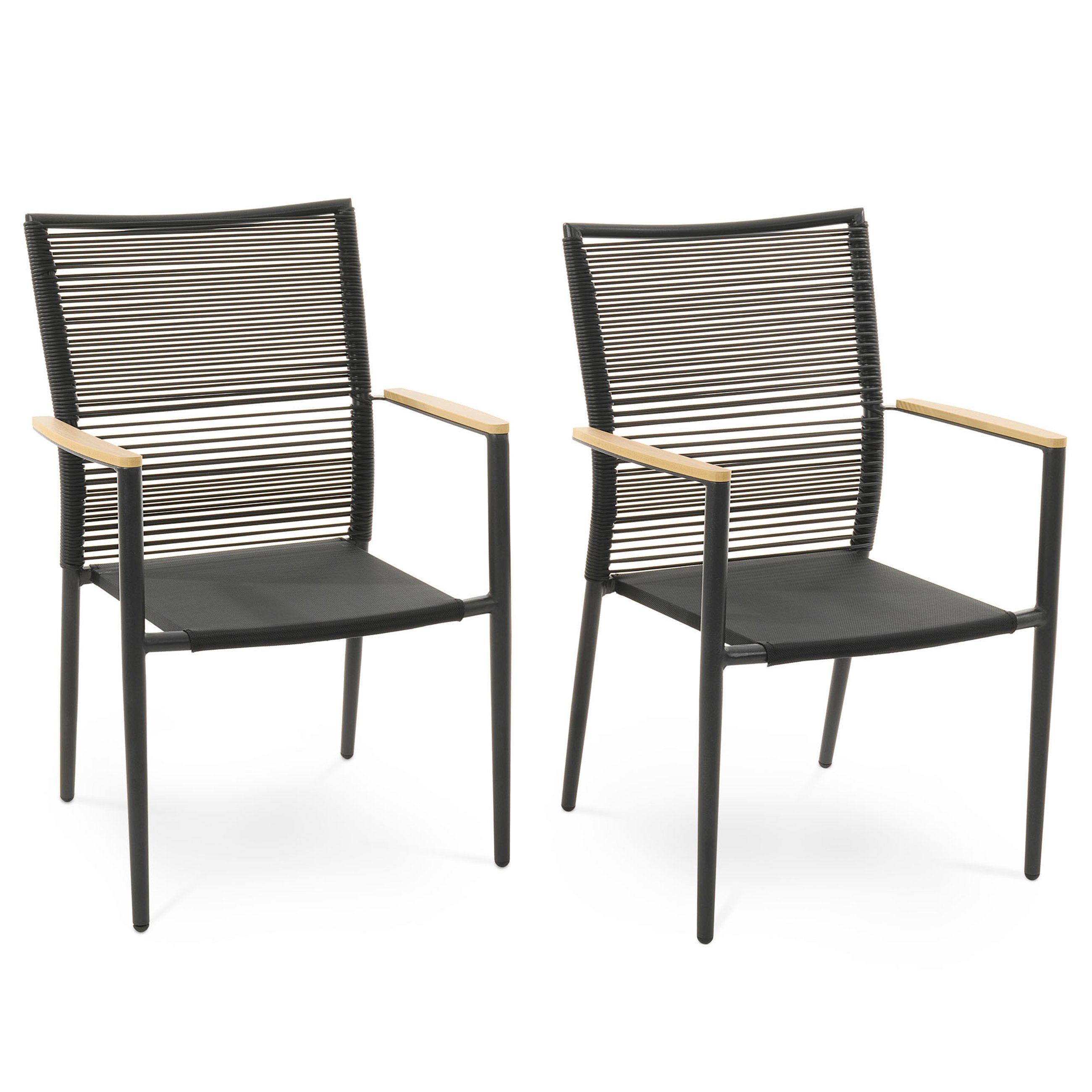 Zestaw 2 krzeseł ogrodowych Asti beżowe marki di volio zostały zaprojektowane z myślą o wygodzie użytkowani