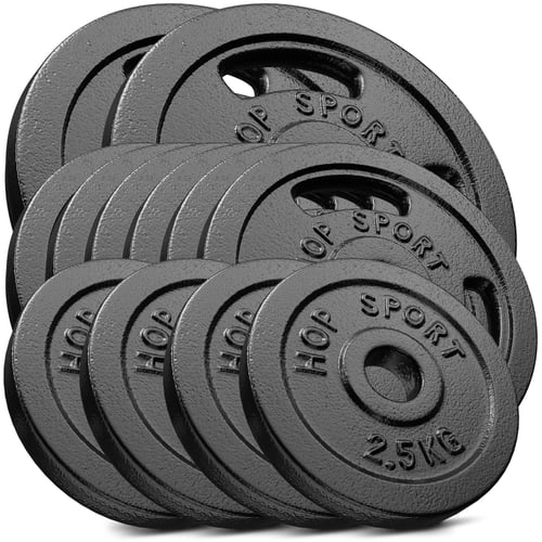 Zestaw obciążeń żeliwnych 60kg (2x10, 6x5, 4x2,5)
