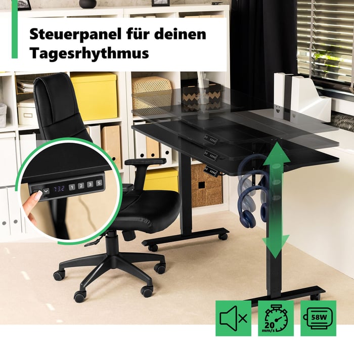 Bedienfeld des Schreibtisches Amone in weiß 120 x 60 cm