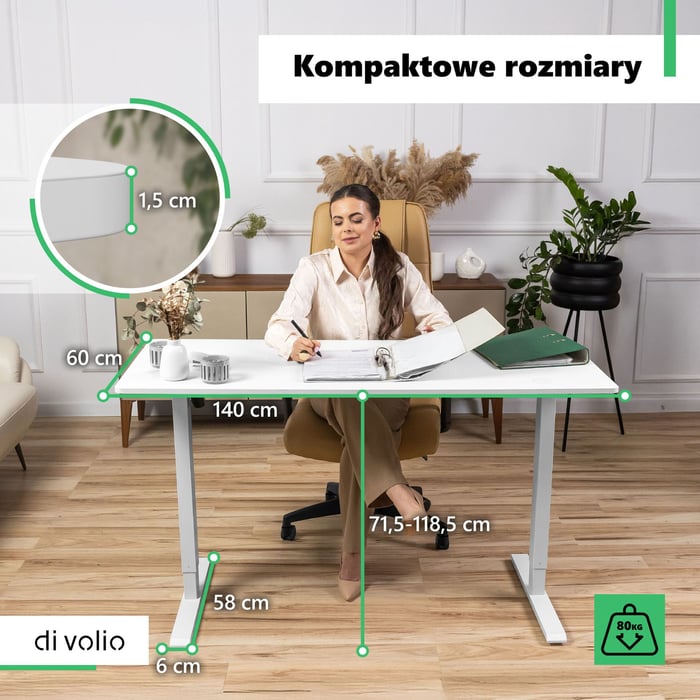 Biurko Biago wyróżnia solidna i wytrzymała konstrukcja o maksymalnym udźwigu 80 kg