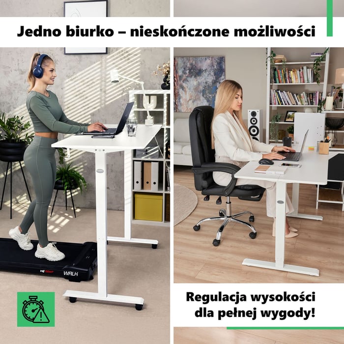 Biurko Rapalo posiada cichy i płynny system elektrycznej regulacji wysokości