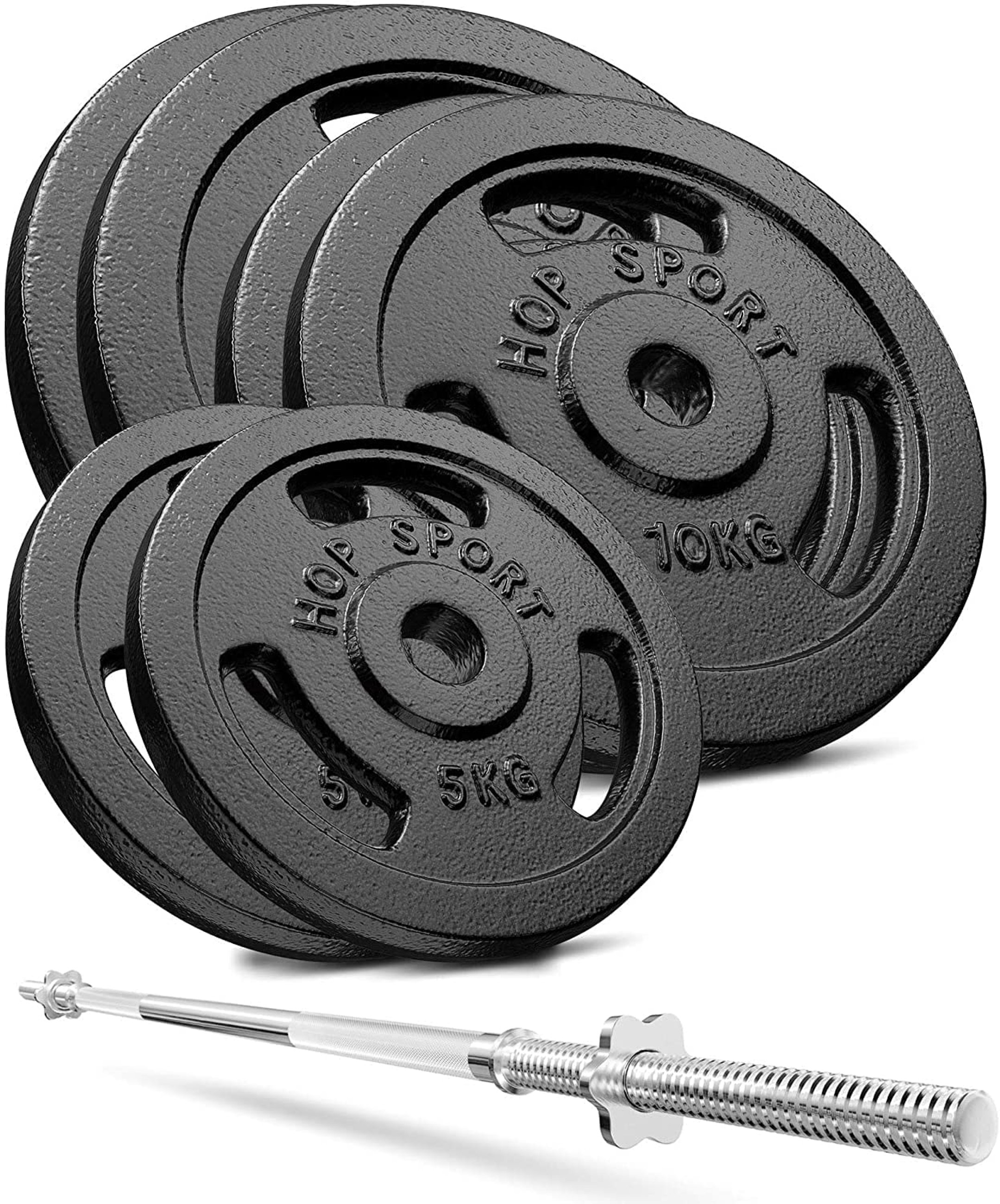 Strong 69 kg Cast Iron Barbell Set with HS-1080 Weight Bench