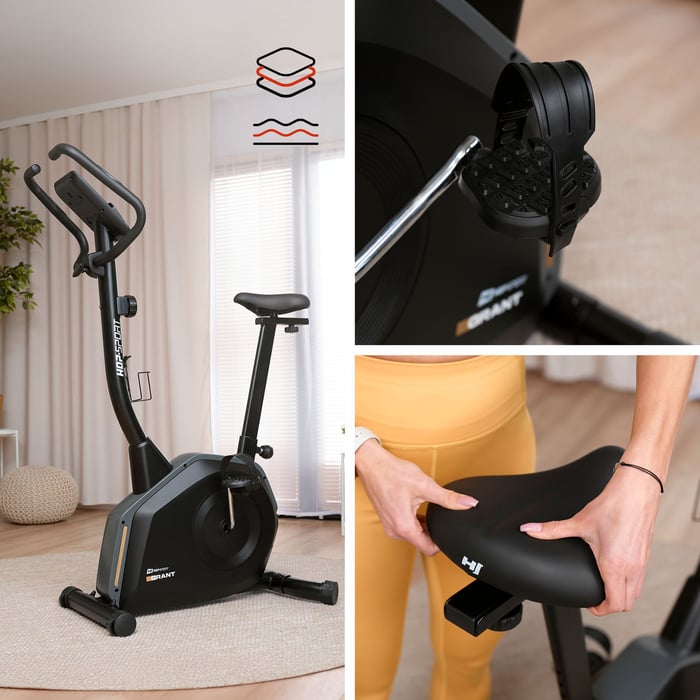 Detailansicht: Komfort-Pedal mit einstellbarem Riemen am Heimtrainer