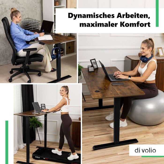 Schreibtisch, der an einen dynamischen Arbeitsstil angepasst ist