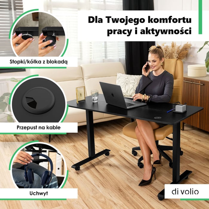 Blat o wymiarach 140 × 80 cm, wykonany z laminowanej płyty wiórowej