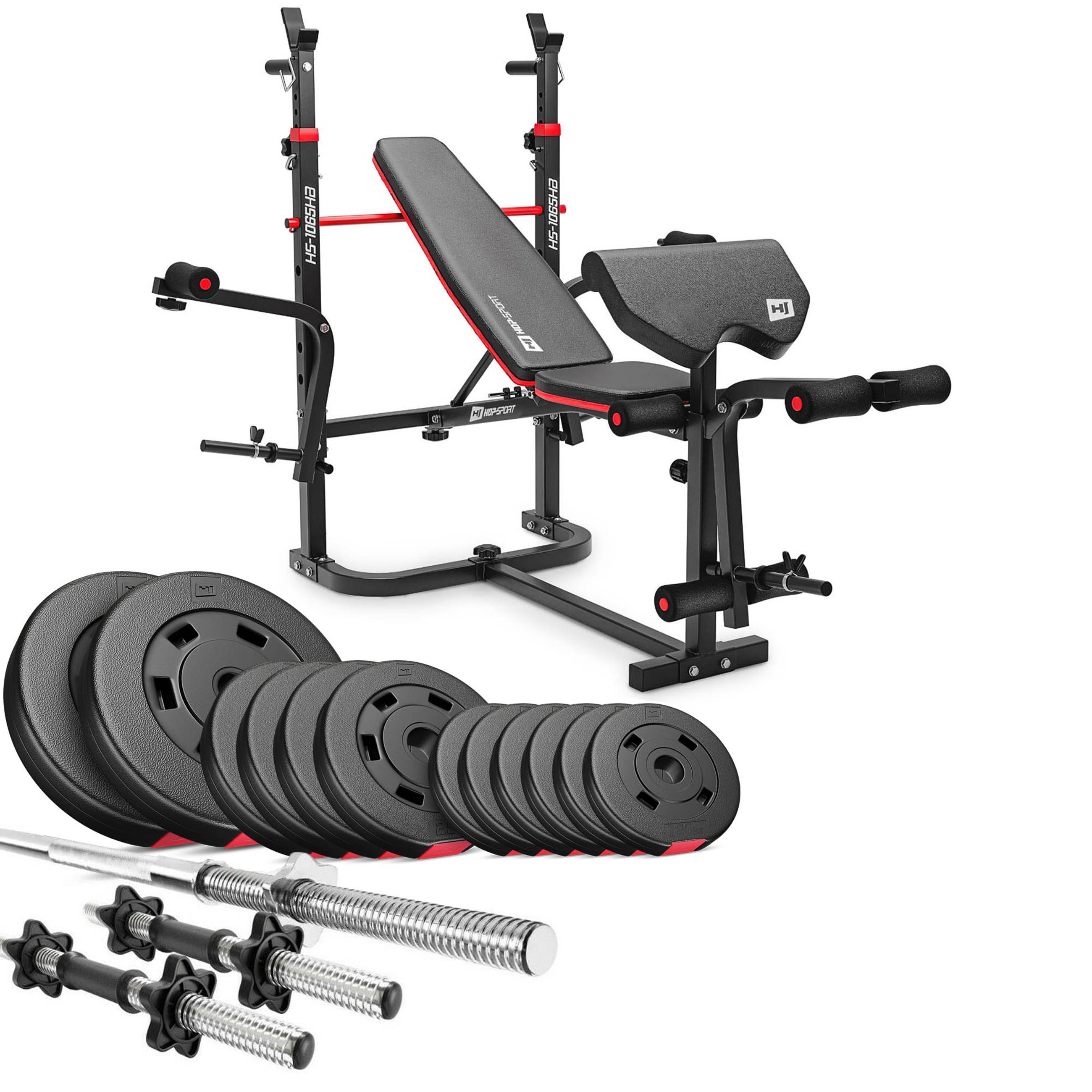Premium 38 kg Barbell Set with HS-1065 Weight Bench