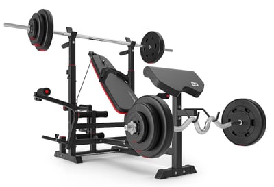 Premium 165 kg Barbell Set with HS-1075 Weight Bench