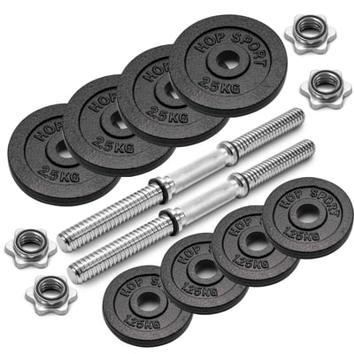 Cast Iron Dumbbell Set 2x10 kg w/ Gym Gloves