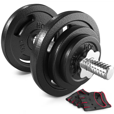 Cast Iron Dumbbell Set 1x20 kg w/ Gym Gloves