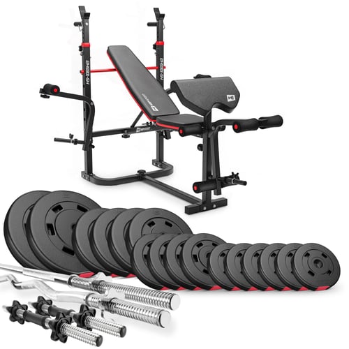 Premium 75 kg Barbell Set with HS-1065 Weight Bench