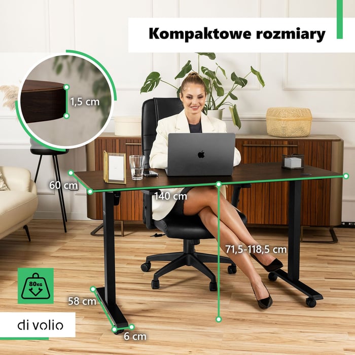 Biurko Biago wyróżnia solidna i wytrzymała konstrukcja o maksymalnym udźwigu 80 kg.