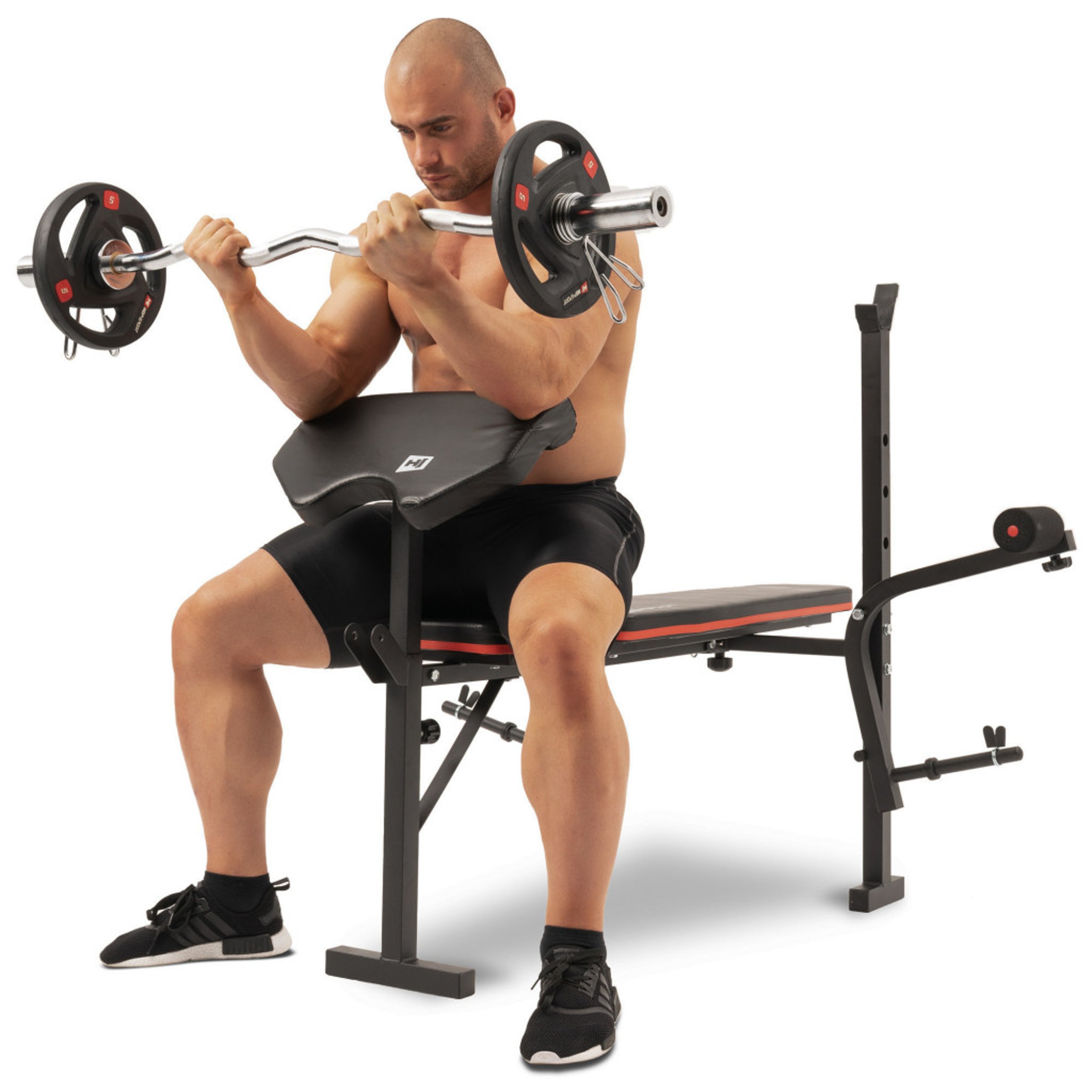 Premium 105 kg Barbell Set with HS-1055 Weight Bench