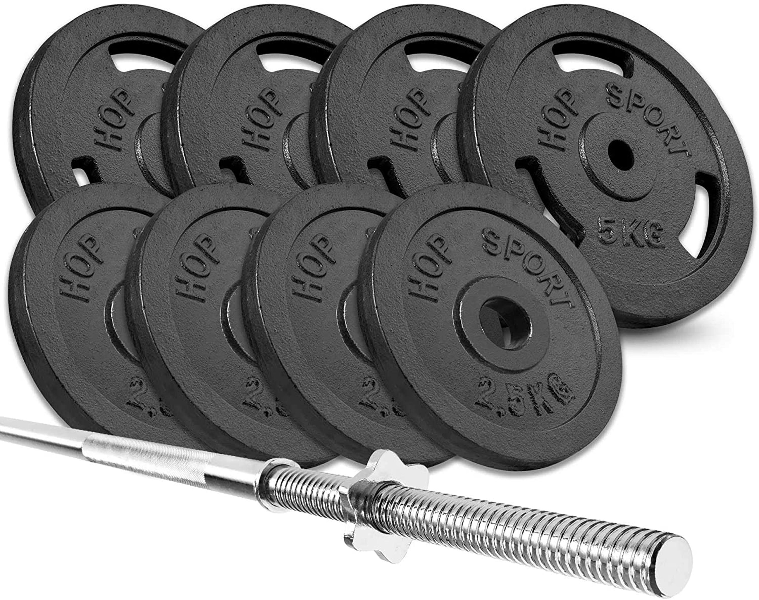 Strong 39 kg Cast Iron Barbell Set with HS-1080 Weight Bench