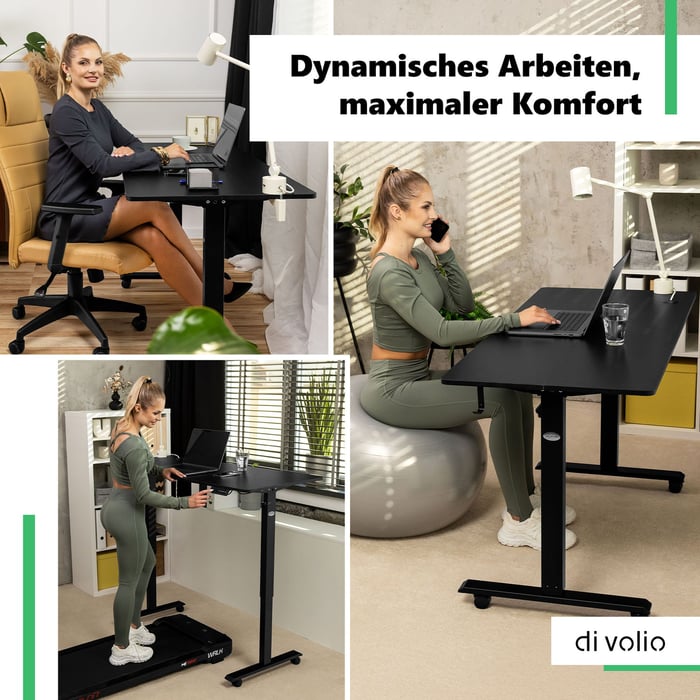 Schreibtisch, der an einen dynamischen Arbeitsstil angepasst ist
